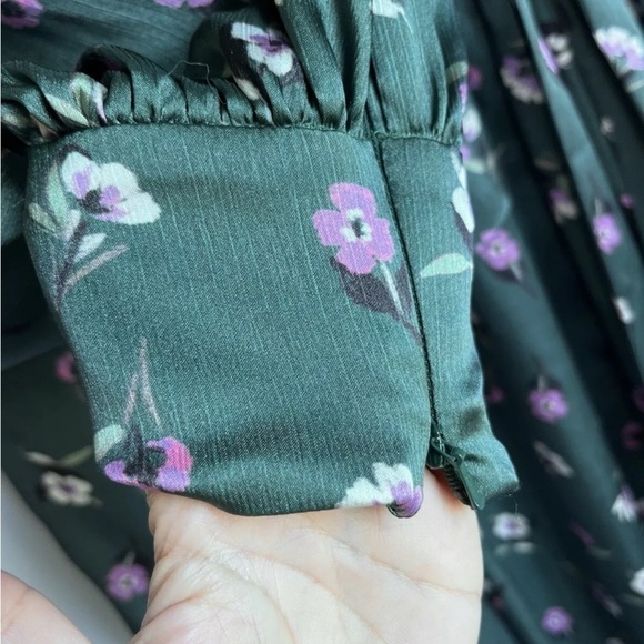 Anthropologie ML Monique Lhuillier Lorelei Floral Jumpsuit Sz 2 Holly Green - Picture 6 of 16